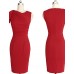 Women's Work Simple Bodycon Dress,Solid Round Neck Knee-length Short Sleeve Blue / Red / White / Black Polyester Summer