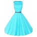 Women's 50s Vintage Polka Dots Rockabilly Hepburn Pinup Cos Party Swing Dress,Plus Size