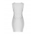 Women's Plus Size White Round Neck Midi Dress, Cotton Blends Knee-length Sleeveless