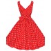 Women's 50s Vintage Polka Dots Rockabilly Hepburn Pinup Business Swing Dress ,Plus Size