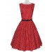 Women's Vintage Slim Polka Dot Printing Sleeveless Dress(With Belt)