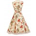 Women's Halter 50s Vintage Flower Print Rockabilly Sleeveless Dress(Not Include Petticoat)