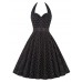 Women's Going out Vintage A Line Dress,Polka Dot Halter Knee-length Sleeveless Blue / Black Polyester Summer