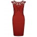 Women's SexyClub Solid Bodycon Embroidery Tight Dress , Round Neck Above Knee CottonPolyester Spandex