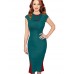 Women's Vintage/Sexy/Cute/Party/Work Short Sleeve Knee-length Dress (Cotton Blends)